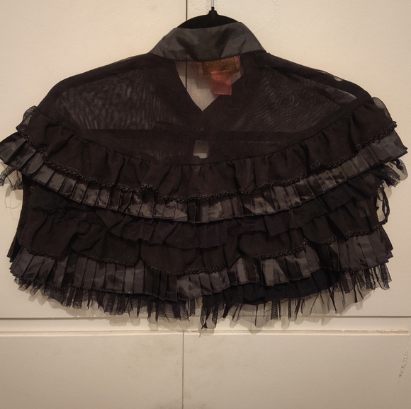 Betsey Johnson Y2K Black Ruffled Sheer Capelet - Picture 1 of 5